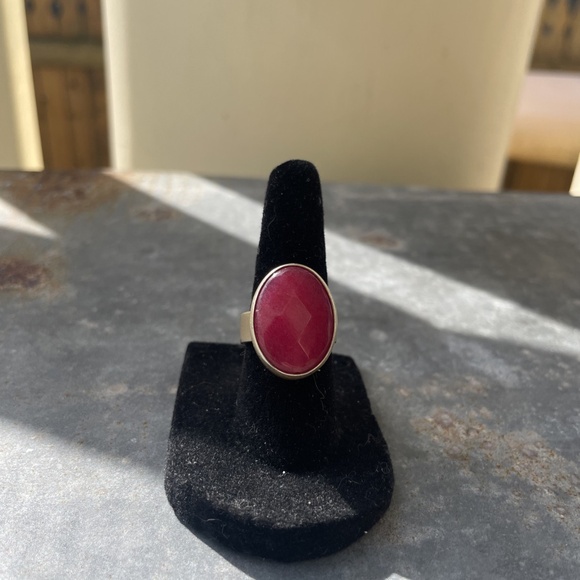 Pink Ruby Gold vermeil Oval Pink Ruby signed Baroni Ring Size 5.5 - Picture 4 of 5